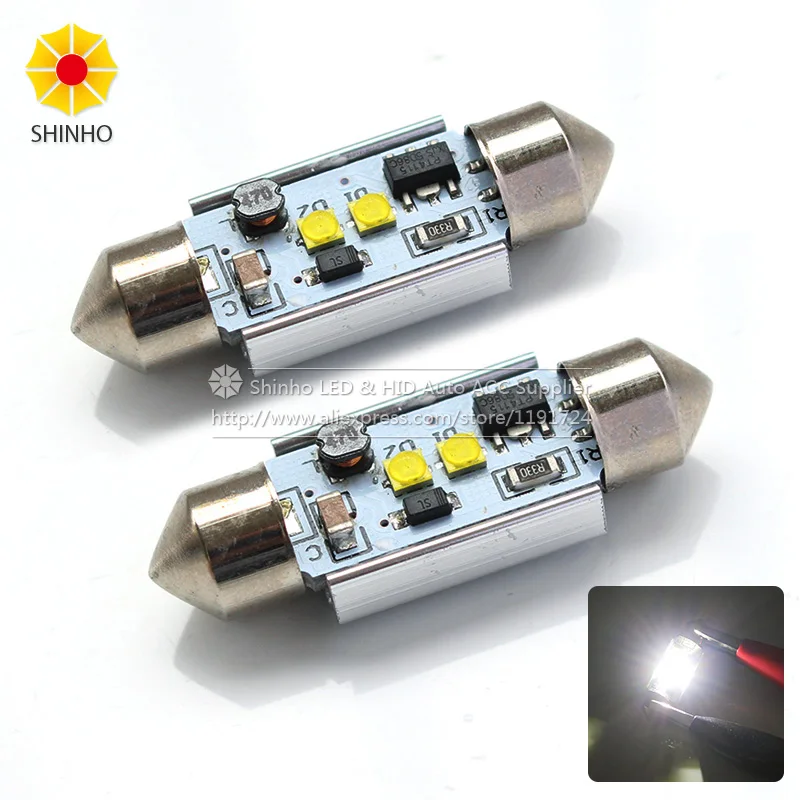 

2PCS Xenon White 36mm 39mm 41mm NO ERROR Canbus 10W Error Free Festoon License Plate LED Bulbs lamp For Car Interior Dome Light