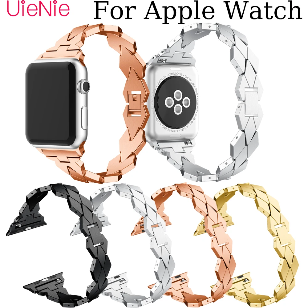 Стальная полоса в форме алмаза для Apple Watch 40 мм 44 38 42 Frontier ремешок смарт часов watch