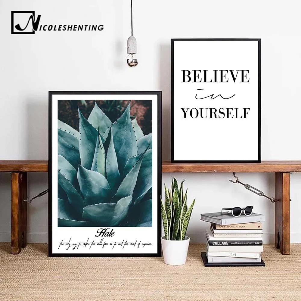 

Nordic Style Flower Plant Motivational Poster Quote Wall Art Canvas Print Minimalist Painting Decorative Picture Home Decor