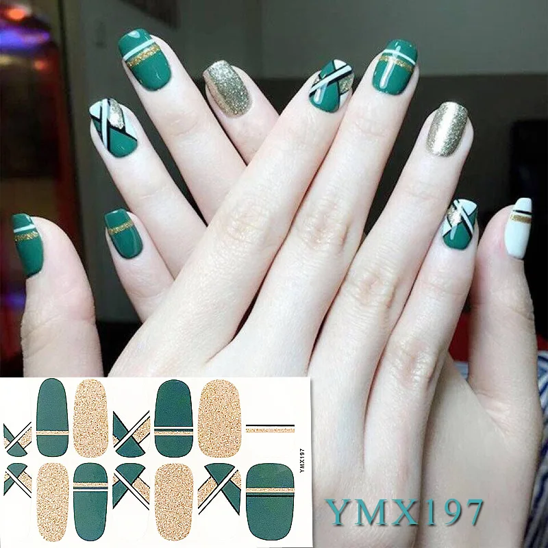 

2019 Korea Fashion Nail Art Adhesive Full Nail Polish Wraps Stickers Nail Decoration Predesigned Solid Pink Colors for Women