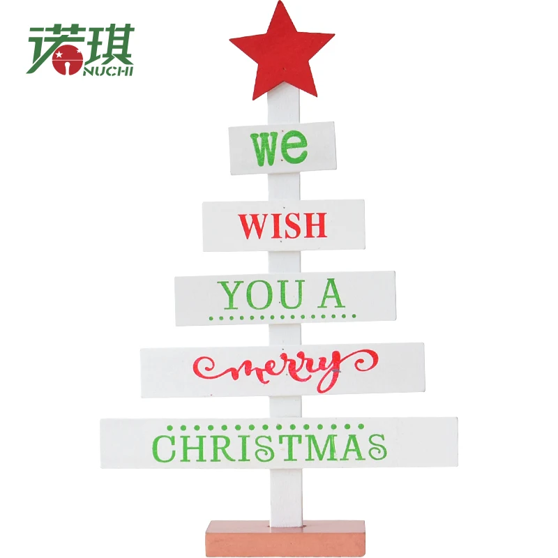 

NUCHI 28cm wooden desktop mini Christmas tree ornaments creative wooden block Christmas tree Christmas desktop decorations
