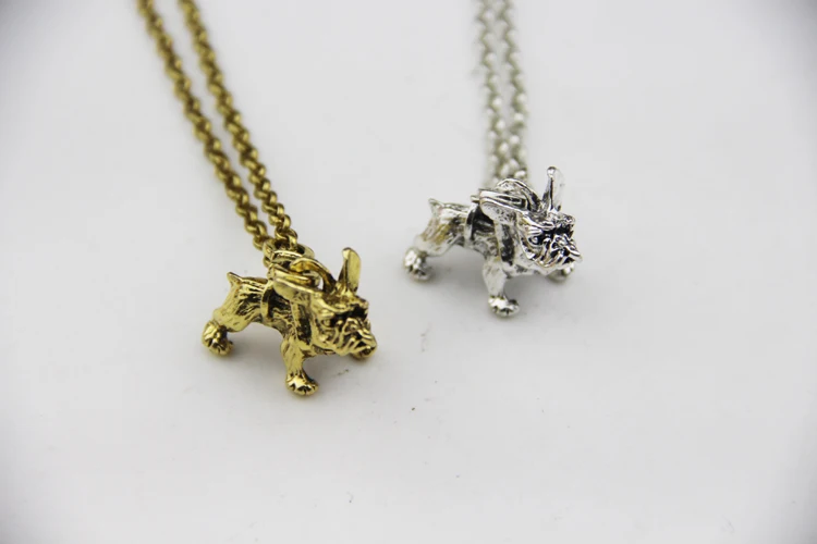 

Fashion Jewelry Vintage Charm French Bulldog Necklace Women Lovely Puppy Bull Dog Statement Necklace for Women