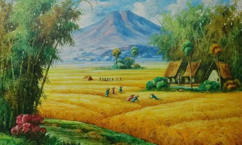 lukisanpemandangansawah