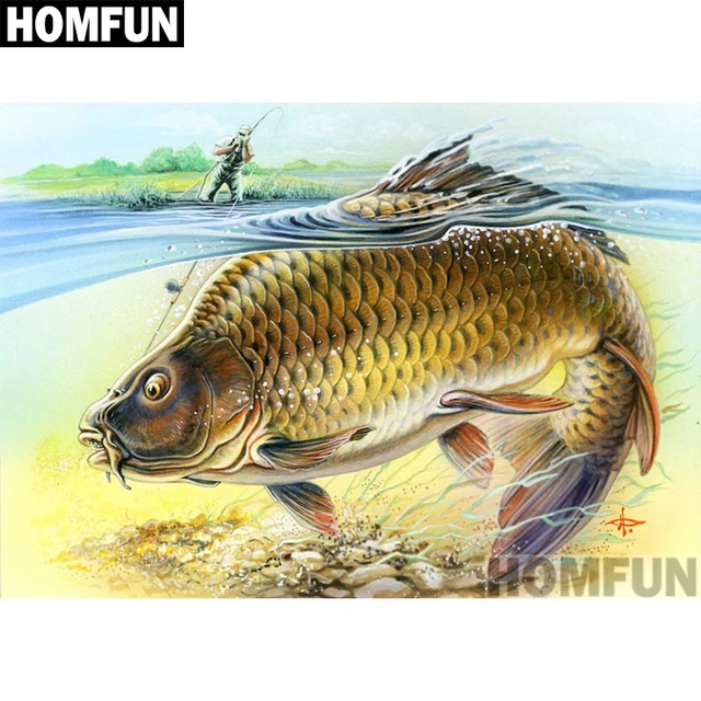 HOMFUN 5D Diamond Carp fish Diamond Embroidery Full Round/ Square Diy Diamond  Painting Cross Stitch Home Decor A01018 - AliExpress