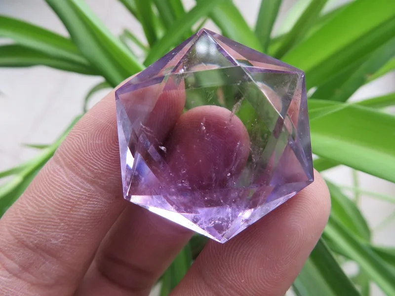 A* 16.8g Natural Amethyst Quartz Crystal Star Of David Carving ART