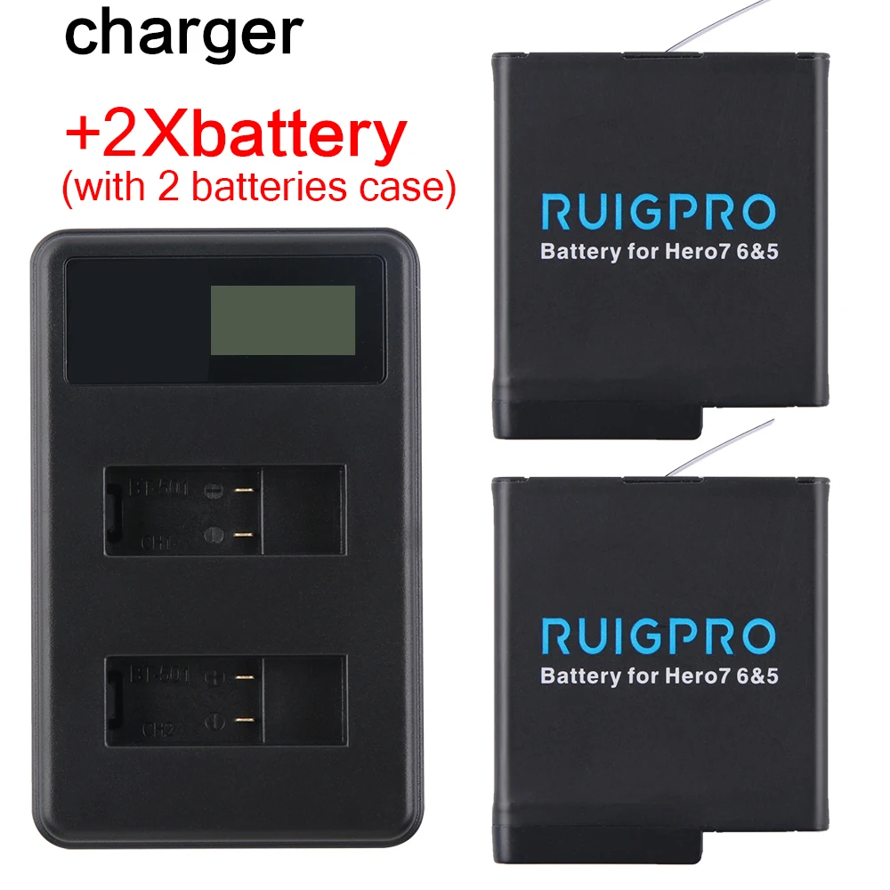 2Pcs-AHDBT501-Hero5-Battery-Akku-USB-LED-3-Port-Charger-with-Type-C-Port-for-GoPro