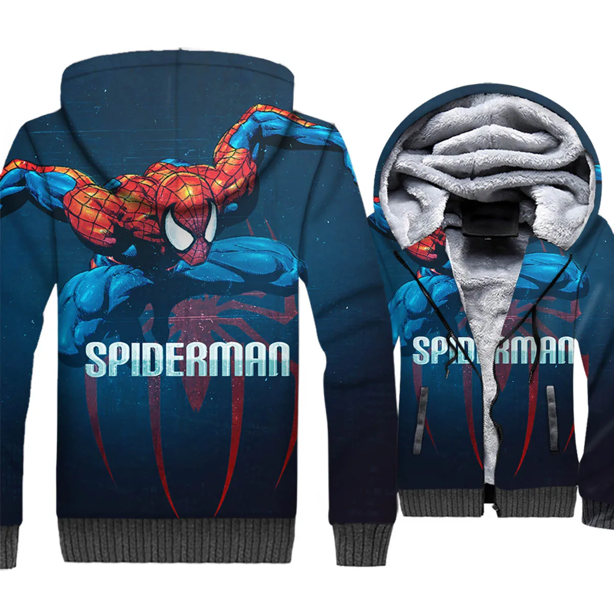 

Super Hero Spider Man Jacket Hoodie Men Funny Sweatshirt Winter Thick Fleece Zipper 3D Print Coat Cool Sportswear Brand Clothing