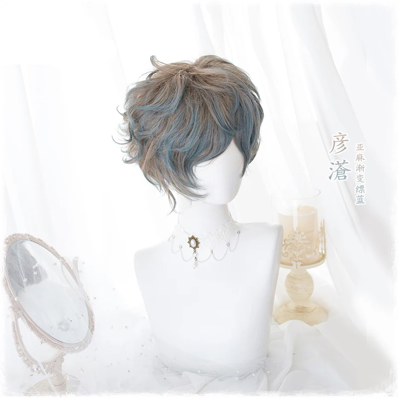 Японский Харадзюку короткий Mulit-цвет синтетические волосы нежный джентльмен парик Лолита мужской косплей костюм парики+ парик колпачок