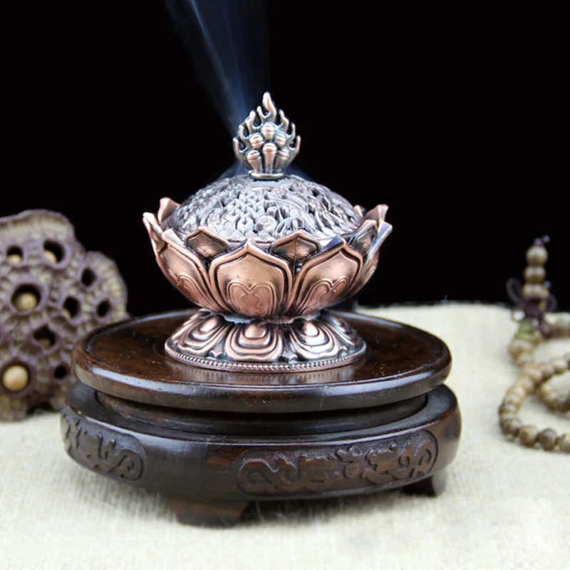Mini Incense Burner Tibetan Lotus Incense Burner Alloy Bronze Mini