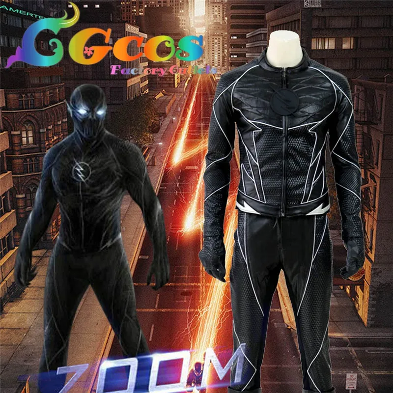 

CGCOS free shipping Flash black zoom cosplay PU trendy Jumpsuit adult Men Carnival Halloween costume Cosplay costume Superhero