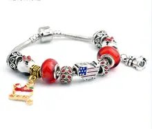 Antique Silver Charm Bracelet & Bangle with Original Safety Chain for Women Wedding Vintage Jewelry