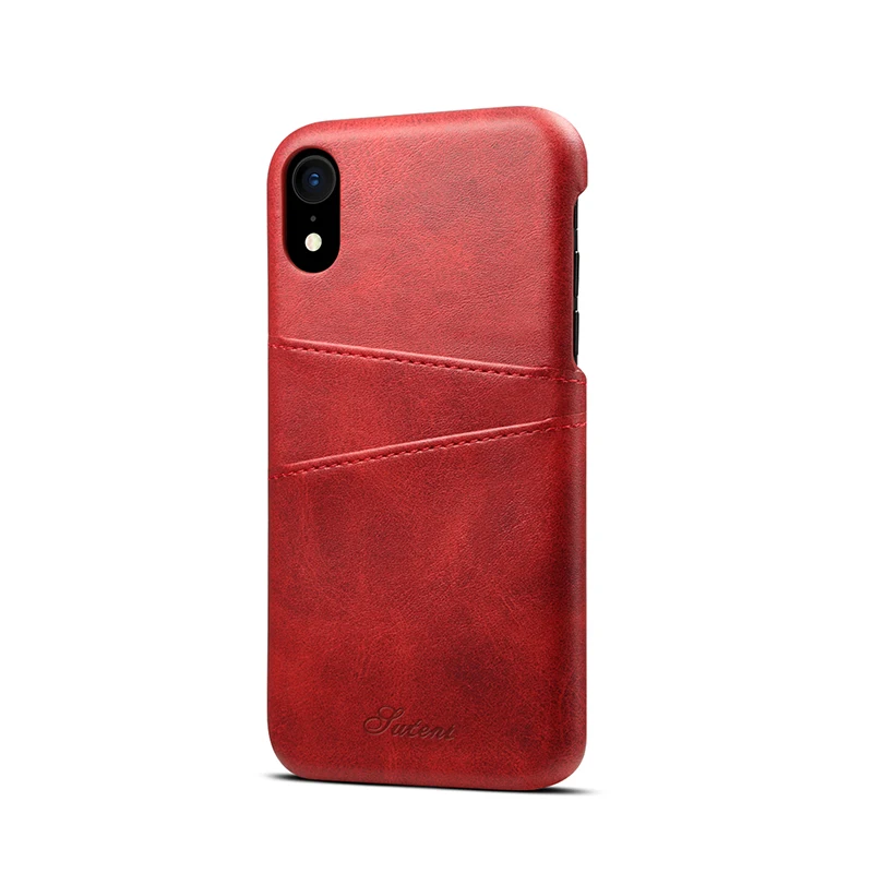 Винтажный кожаный чехол для iPhone X, XR, Xs, Max, ультра тонкий держатель с отделениями для карт, чехол для телефона s, для iPhone 10, 8, 7 Plus, чехол - Цвет: Красный