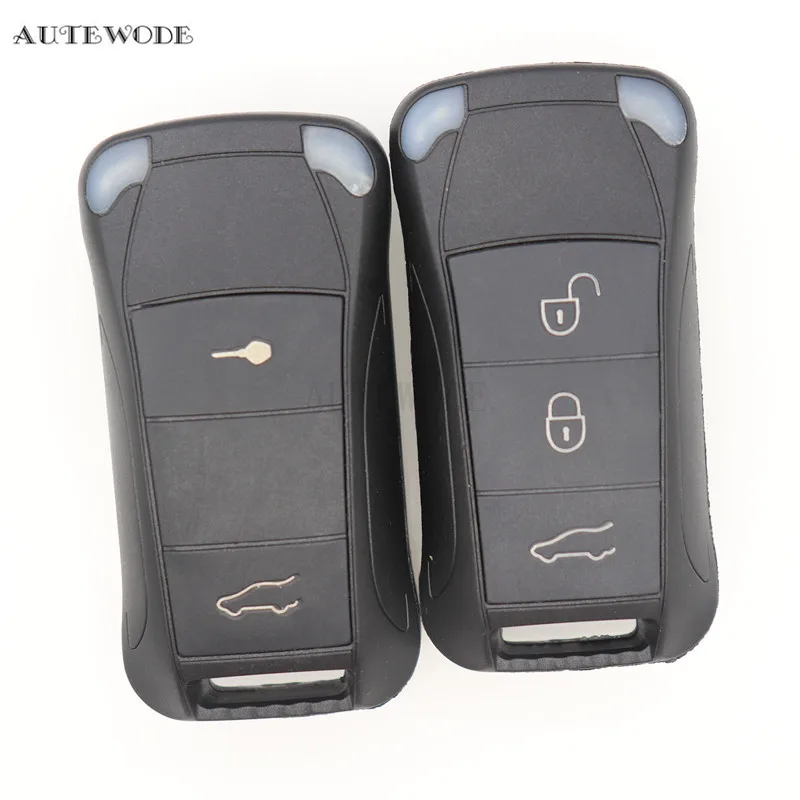

AUTEWODE new Replacement Shell Remote Flip Folding Car Key Case Fob 2 3 4 Buttons For Porsche Cayenne GTS black 1pc