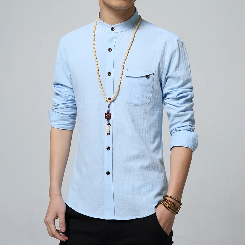 MIACAWOR Cotton Linen Men Shirt New 2017 Stand Collar Casual Male ... MIACAWOR Cotton Linen Men Shirt New 2017 Stand Collar Casual Male ...