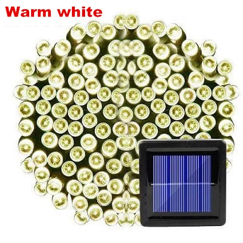 50/100/200 Led Solar Fairy Lights Outdoor Waterproof Street Garland Houses Christmas Garden Decorations String Light Strip Chain - Испускаемый цвет: Warm white