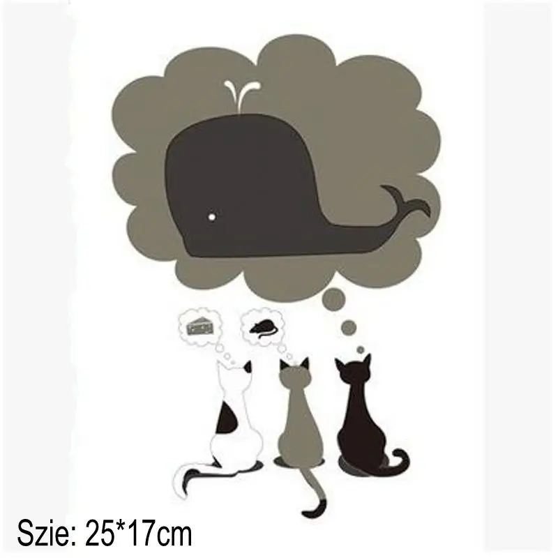 

25x17cm Cat whale Iron On Stickers Washable Appliques A-level Patches Heat Transfer For DIY T-shirt Accessory Clothes Jeans