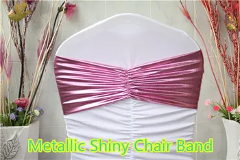 

100PCS Foil Two-way Metallic Shiny Stretch/Lycra Spandex Chair Bands For Wedding