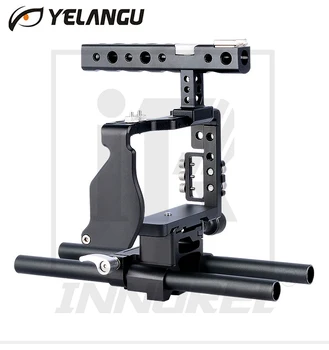 

YELANGU Professional Aviation Aluminum Camera Cage Kit Handle Grip Cold Shoe Thread Clamp for Sony A6000 A6300 A6500 series