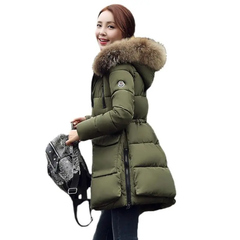 2017 New Womens Winter Jackets And Coats Slim Thick Warm Coat Zipper Cotton Parkas Women Red Black NW0002