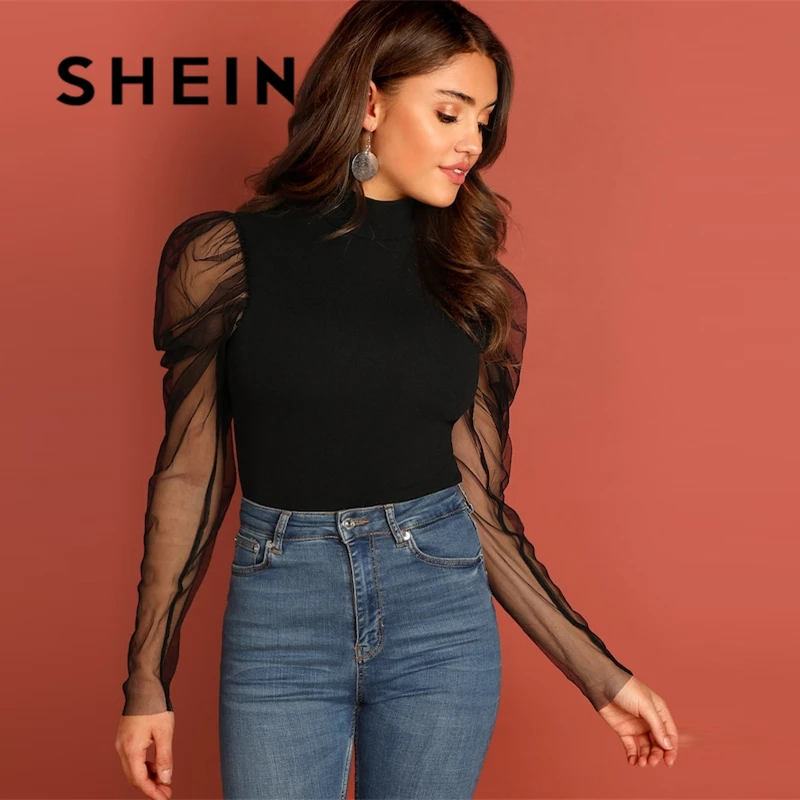 SHEIN Going Out Highstreet Black Mesh 