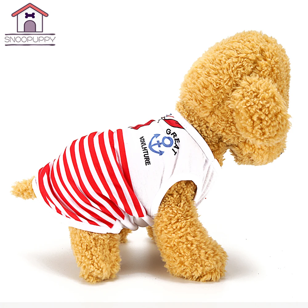 Striped Dog Clothes 100% Cotton Sailor Clothing For Yorkies Dogs Blue Jumpsuit French Bulldog Kawaii GGA006 | Дом и сад