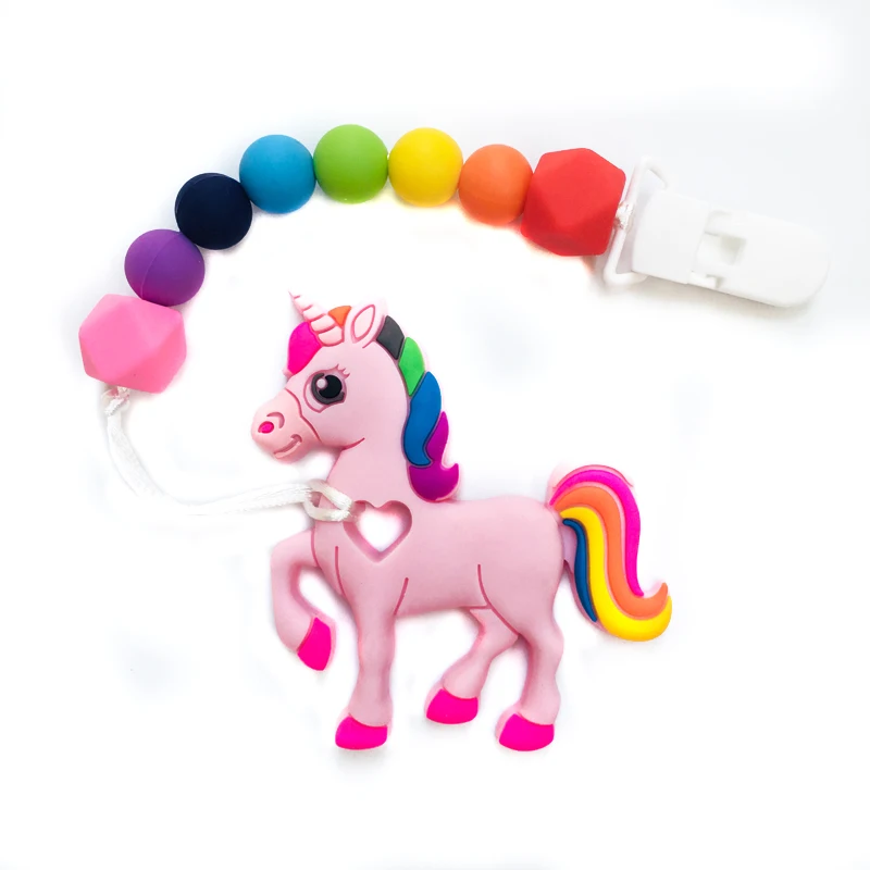 Silicone Unicorn Baby Teether Toddler Teething Ring Chewable Soother Chew Toy HD