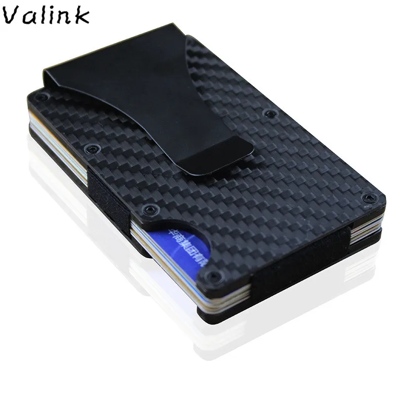 Valink 2020 New Fashion Slim Carbon Fiber Credit Card Holder RFID Non scan Metal font b