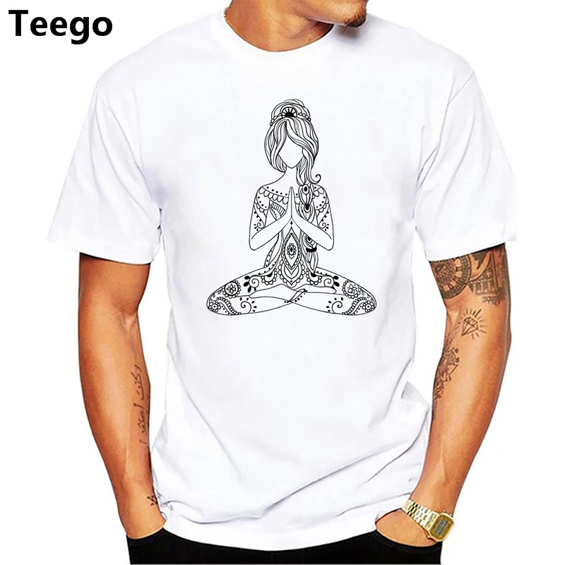 Chakra yoga Print men tshirt Casual Loose Funny t shirts For men Top