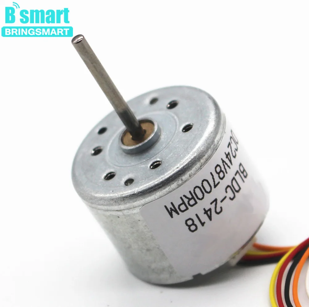 

Bringsmart BLDC Motor R2418 Mini High Speed Electric Machine 8700rpm 24V PWM Speed Adjusting CW/CCW Brushless DC Motor