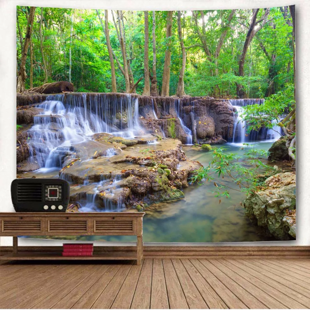 Beautiful Wall Hanging Tapestry Forest Beautiful Waterfall Hd Scenery Beach Towel Nature Tenture Mural Polyester Carpet Beautiful Wall Hanging Tapestry Forest Beautiful Waterfall Hd Scenery Beach Towel Nature Tenture Mural Polyester Carpet
