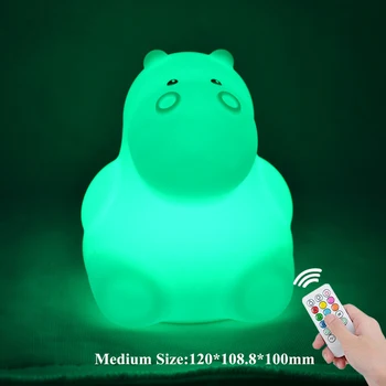 

Hippo RGB LED Night Light Touch Sensor Remote Control Dimmable Timer USB Cartoon Silicone Desk Lamp for Children Kids Baby Gift