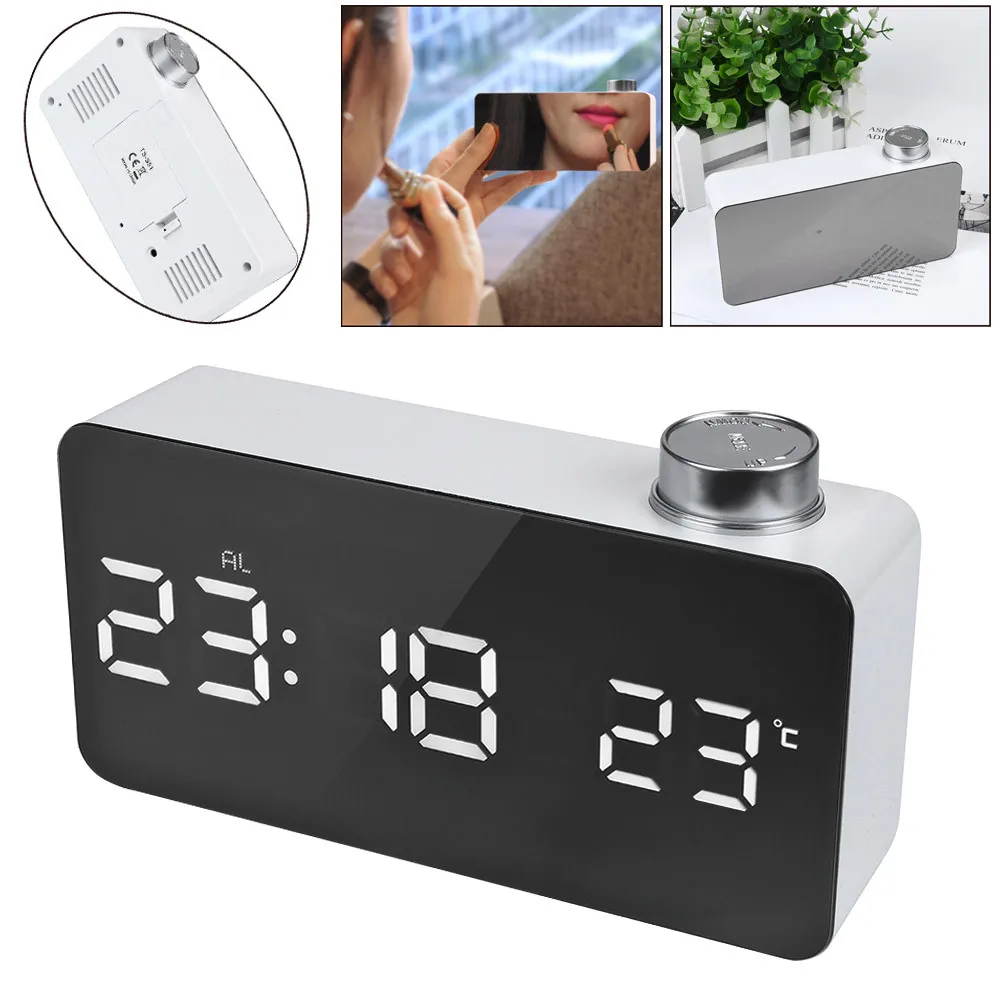 

Alarm Speaker Digital LED Mirror Clock USB & Battery Operated 12H/24H Display Jun19