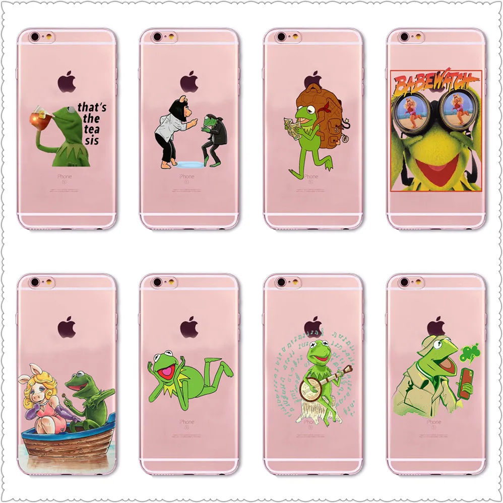 Funny Cute kermit the frog Case For iPhone X XS Max XR 8 for SamsungS7 S8 S9 Silicone Phone Cover
