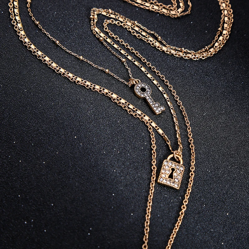 Joolim античное Золотое многослойное ретро ожерелье с сердечным глазом, ожерелье 3 ряда