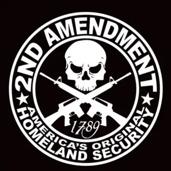 

SEKINNEW 2ND AMENDMENT Gun Vinyl Auto Sticker Decals Motorcycle Car Styling Accessories Diameter 15cm Skull Car Decal