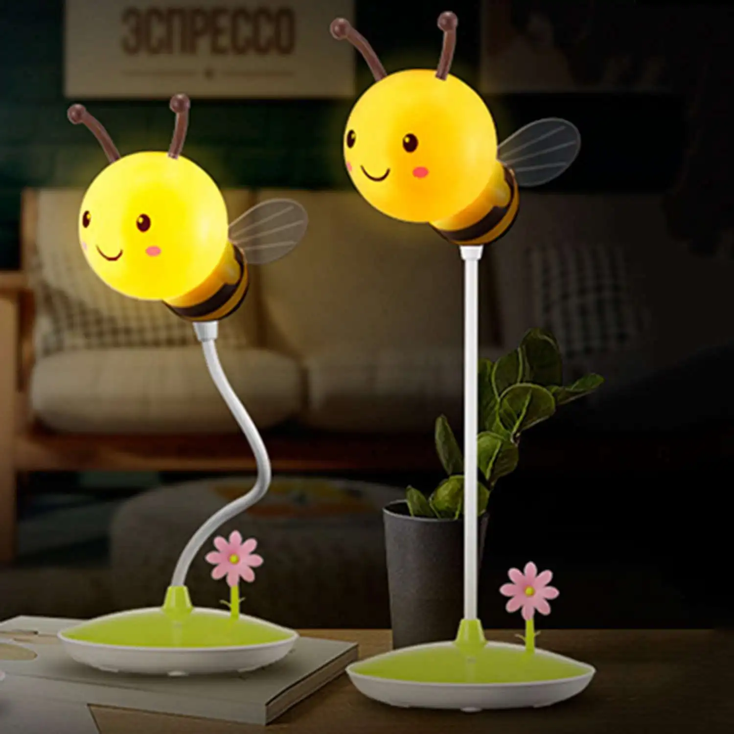 

LED Bee Night Light 6VUSB Charge Touching Table Lamp Dimmable Baby Feeding Sleeping Bedroom Night Light Home Decor Creative Gi