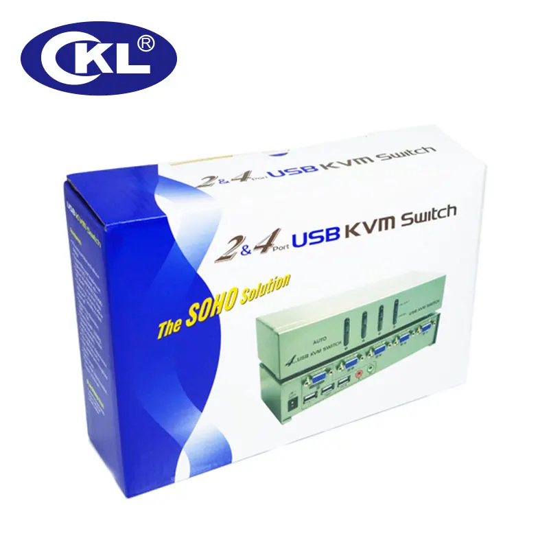 CKL 2 порта USB VGA KVM переключатель Поддержка аудио Автосканирование с кабелями ПК