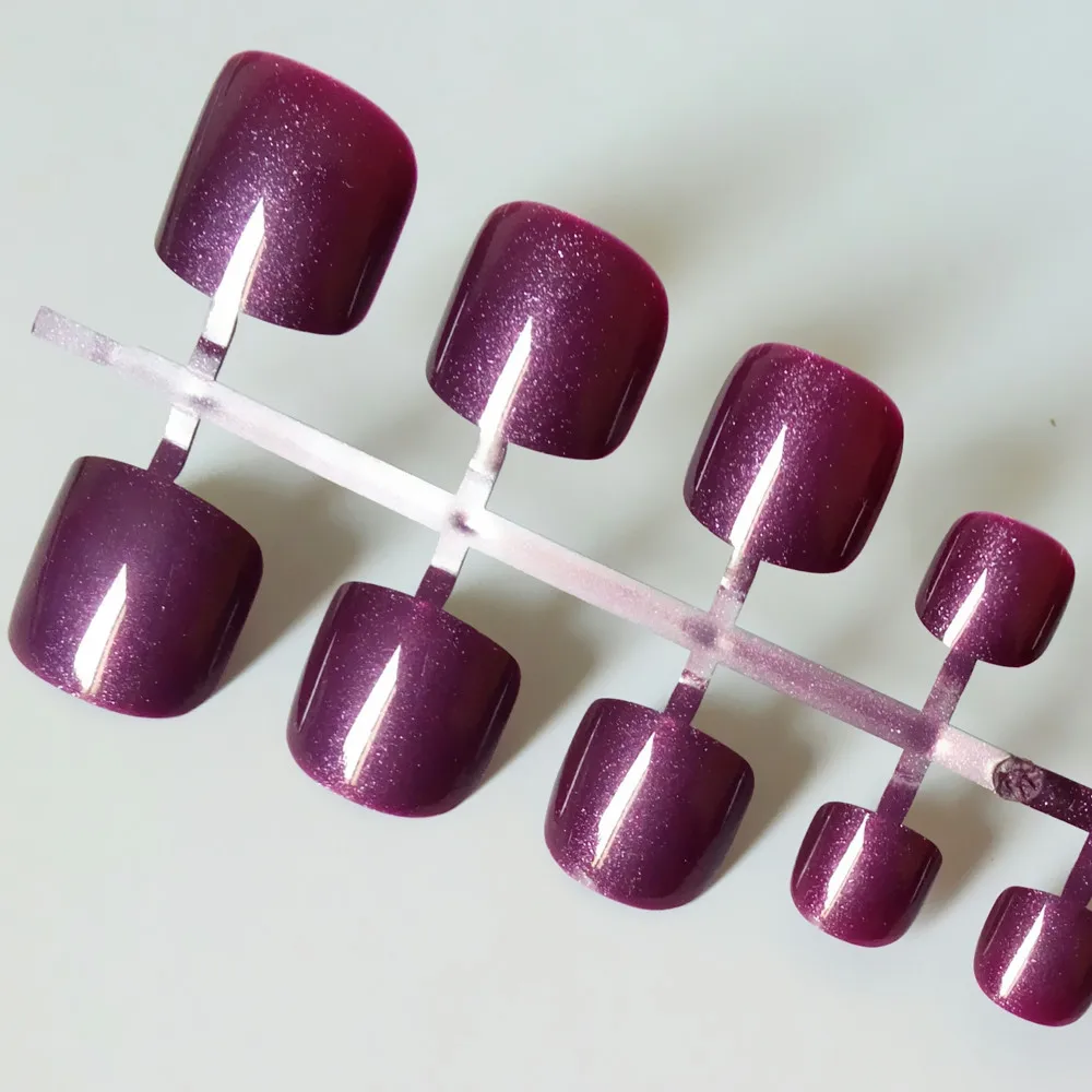 24 шт. блестящие накладные ногти для ногтей темно-фиолетового цвета, накладные ногти для женщин, сделай сам, инструмент для маникюра N0100