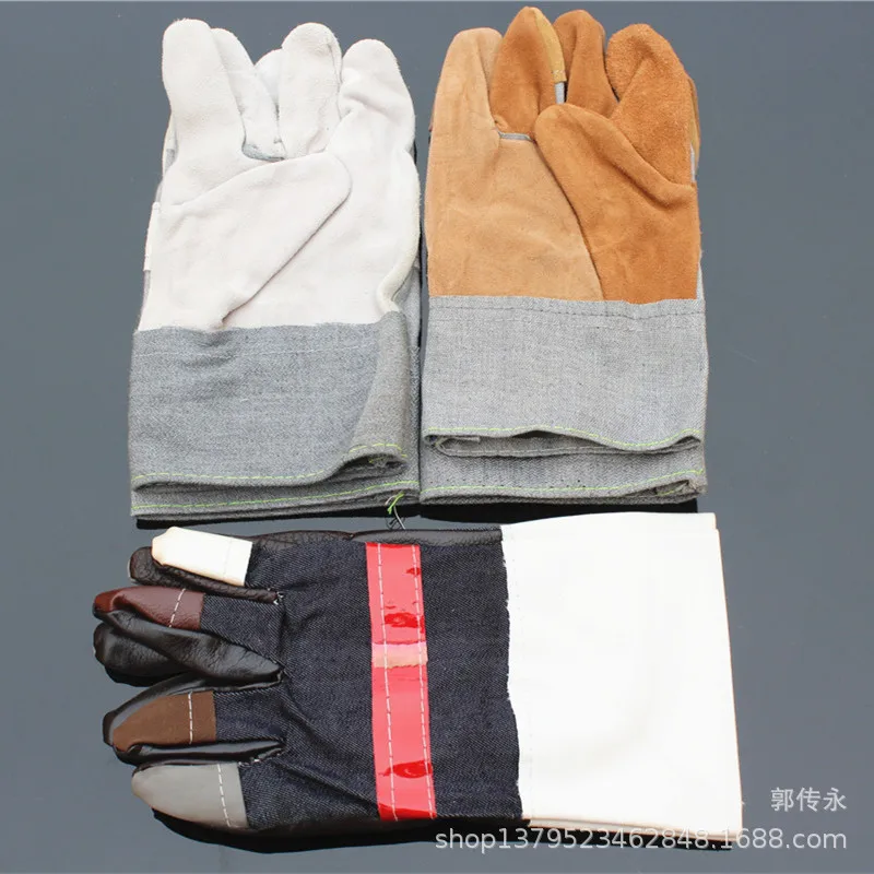 

Safety Multicolor Pair Welding Work Welding Soft Leather Leather Gloves Protect Hand Safety Comfort Soft Leather Gloves