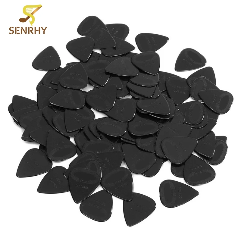 

Lots of 100Pcs Black Acoustic Guitar Picks Celluloid Heavy 0.71mm Plectrums Musical Instrument Guitar Parts Accessories