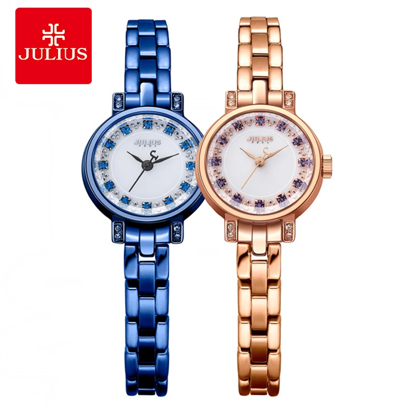 

Julius Women Quartz Wrist watches Luxury Shell Rhinestone Stainless Steel Ladies Bracelet Watch Relogio Feminino Christmas Gift