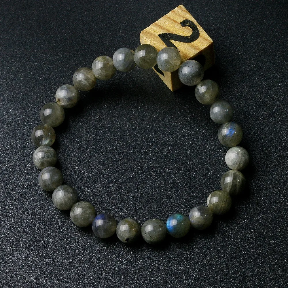 Grade A Natural India Labradorite Stone Round Beaded 8mm Lucky Gray Blue Stone Women Men Bracelet New Charm Jewelry Gift