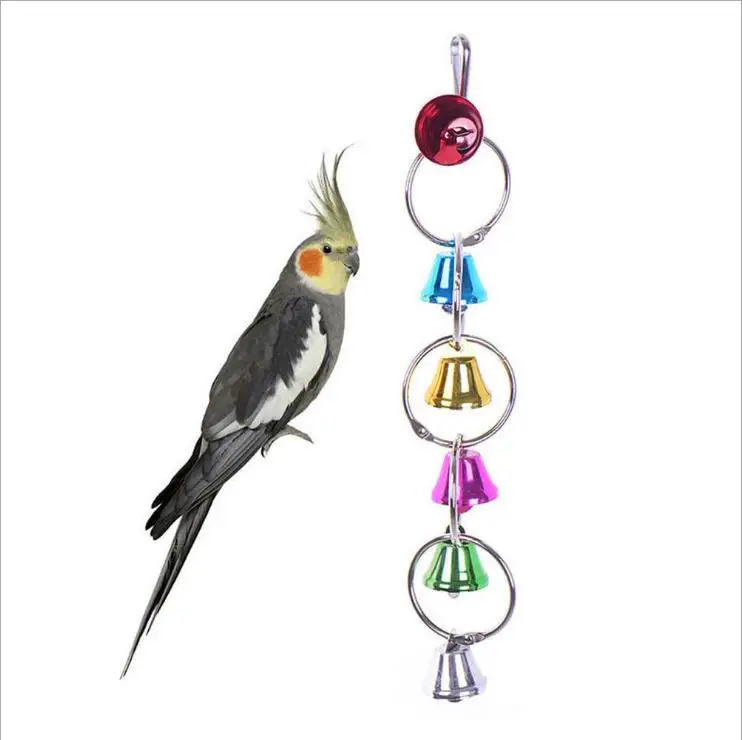 Colorful Hanging Bird Toys With Bell Cockatiel Parrot Toys Training