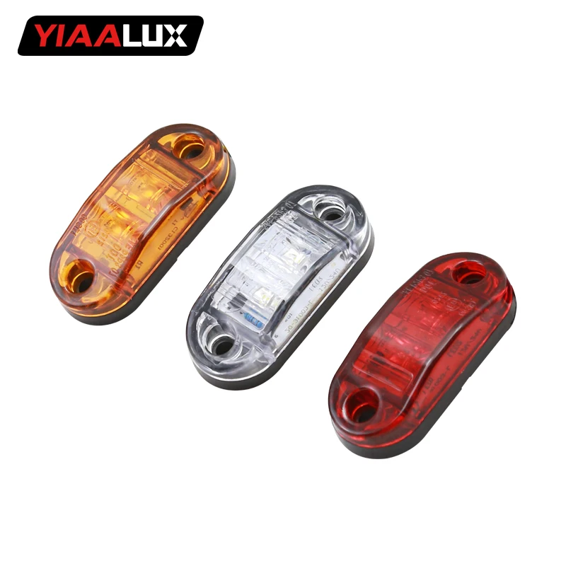 

YIAALUX 2pcs Red Amber White 2LED Side Marker Light Clearance Lamp 12V 24V E-marked Car Truck Trailer UTE E11 Waterproof IP68