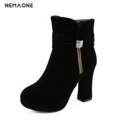 NEMAONE 2019 модный бренд женские на осень-зиму ботильоны Обувь на высоком каблуке Женская обувь женские ботинки Большие размеры 34-43
