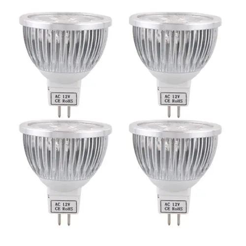 

4X MR16 AMPOULE LAMPE A LED ECONOMIQUE BLANC CHAUD 4W AC/DC 12V