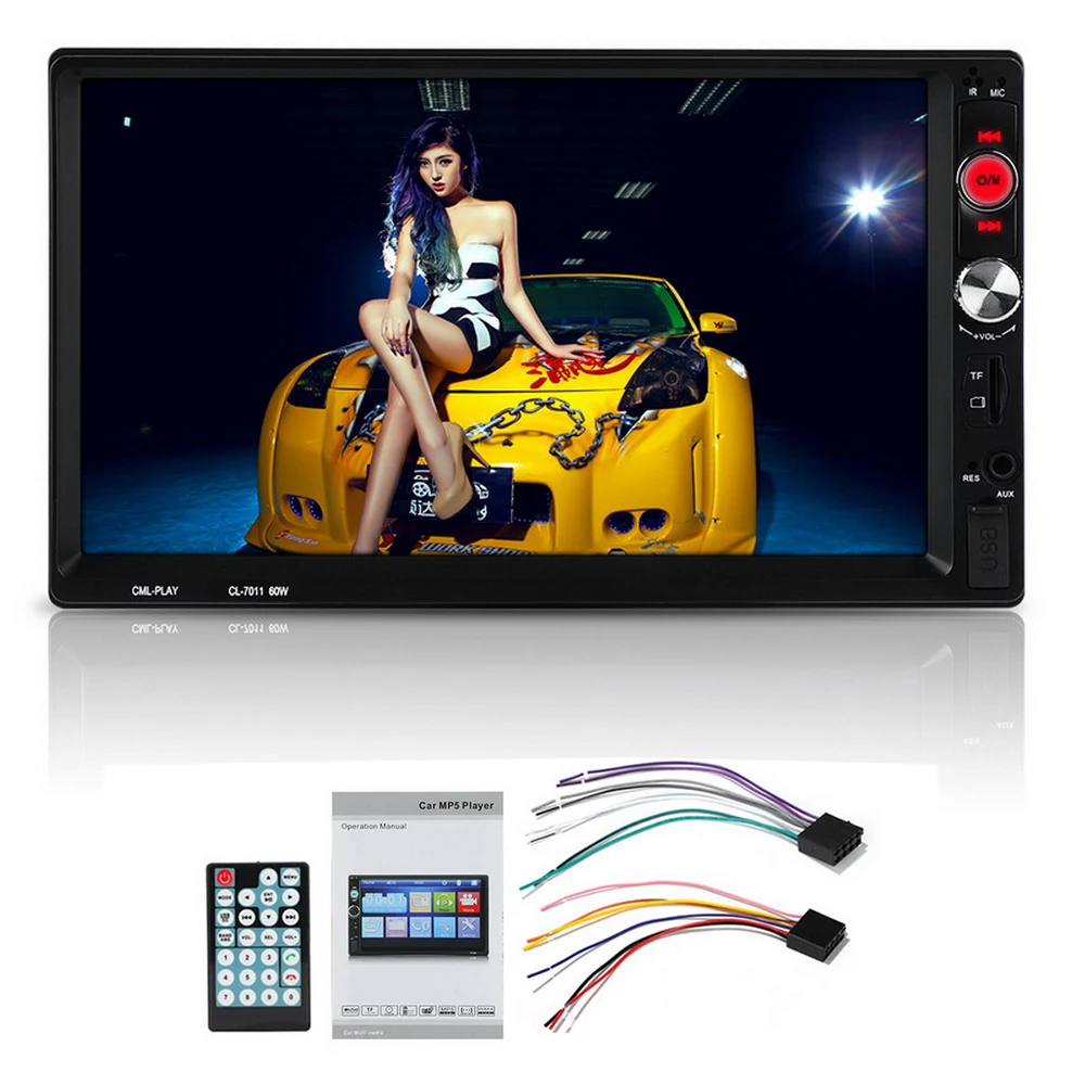 

Autoradio2 DIN Car Radio 7 Inch 1064*600 7011B TF USB Aux-in Remote Control Hands-free HD Bluetooth Car MP5 Player