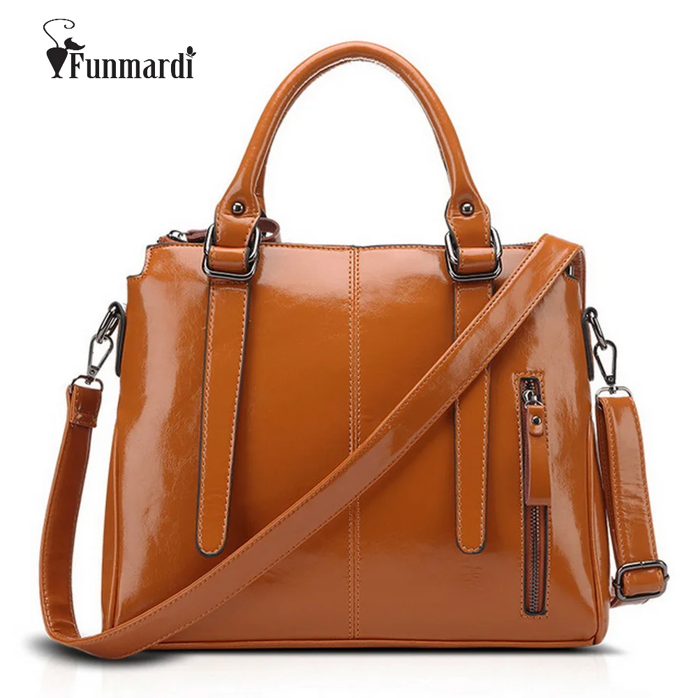 FUNMARDI Fashion Waxy Leather Bags Luxury Women Leather Handbag Famous Female Totes Bag Hot Sale ...