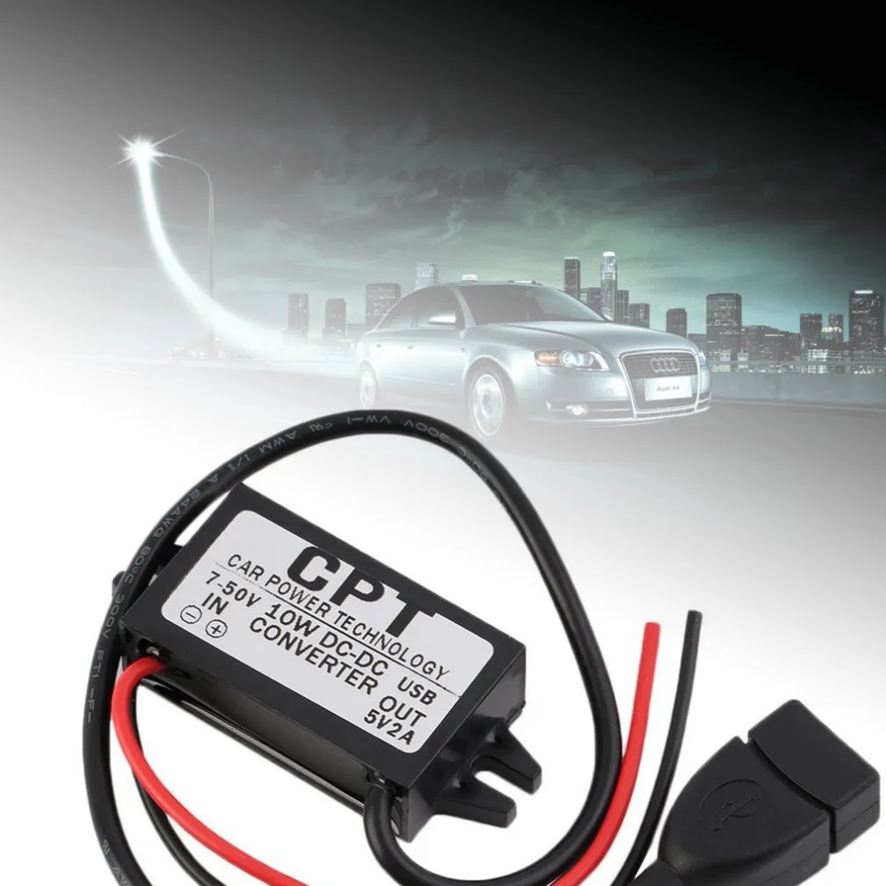 

New Waterproof DC 7-50V To 5V 2A USB Female Step Down Converter Regulator For Car With overload over low voltage protection Hot