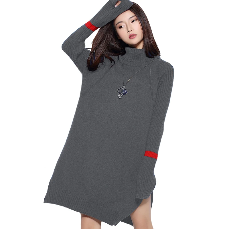 Ladies Double Slit Round Neck Long Sleeve Womens Fishernet Warm Knitted Jumper